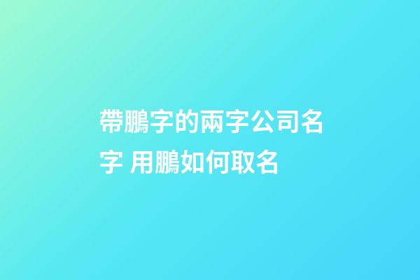 帶鵬字的兩字公司名字 用鵬如何取名-第1張-公司起名-玄機派
